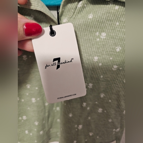 7 For All Mankind Sage Green Baby Girl Short Sleeve Top Size 18M Top Only - Picture 5 of 9